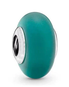 925 Sterling Silver Murano Matt Green Charm