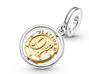 925 Sterling Silver Gold Plated Harry Potter Platform Dangle Charm