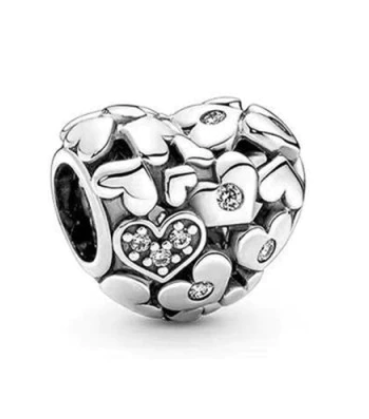 925 Sterling Silver CZ Heart Charm