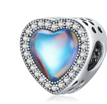 925 Sterling Silver Blue Heart Charm