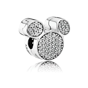 925 Sterling Silver CZ Mickey Mouse Head CLIP