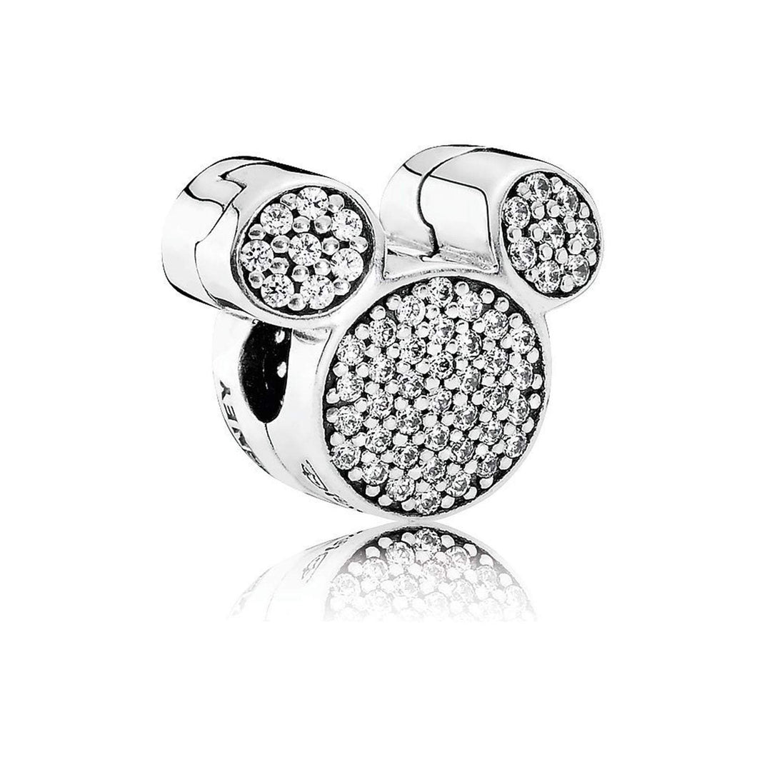 925 Sterling Silver CZ Mickey Mouse Head CLIP