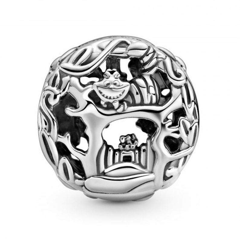 925 Sterling Silver Alice in Wonderland Cheshire Cat & Absolem Caterpillar Bead Charm