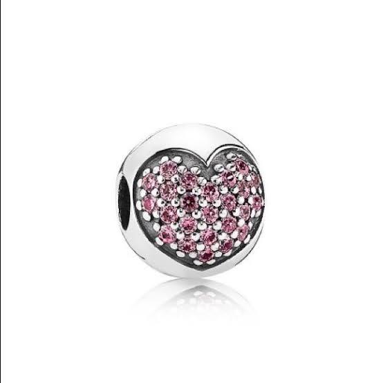 925 Sterling Silver Pink CZ Heart CLIP