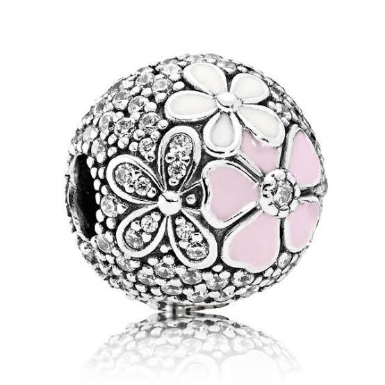 925 Sterling Silver Daisy Pink and White CLIP