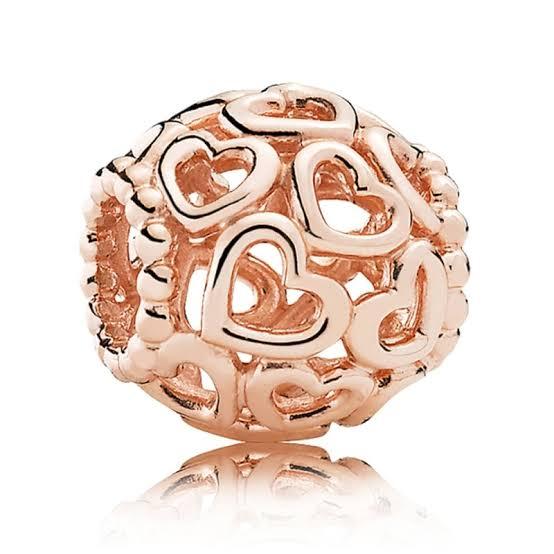 Rose Gold Heart openwork Bead Charm