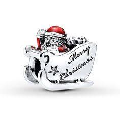 925 Sterling Silver Merry Christmas Santa Sleigh Bead Charm