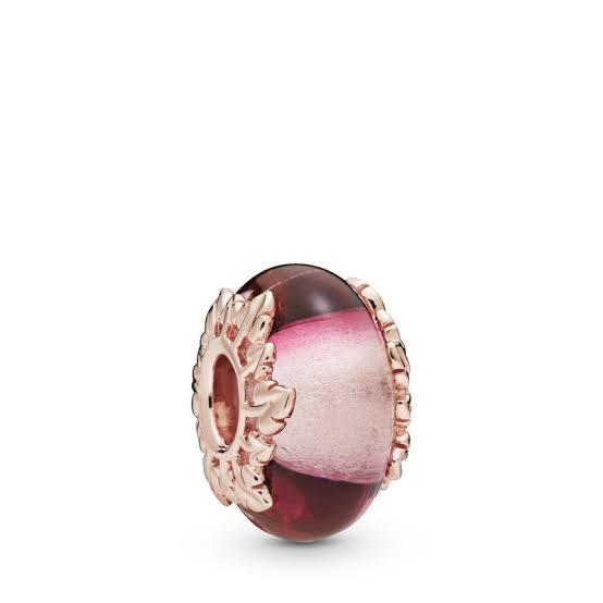 Rose Gold Pink Murano Bead Charm