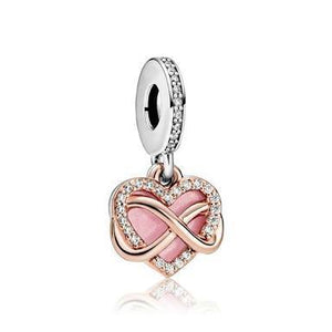 Rose Gold PLATED Family Forever Heart Dangle Charm