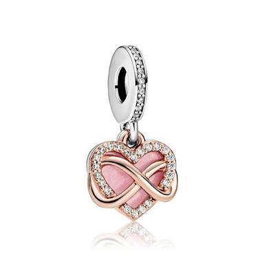 Rose Gold PLATED Family Forever Heart Dangle Charm