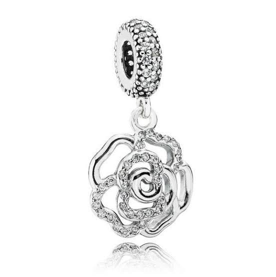 925 Sterling Silver Rose Dangle Charm