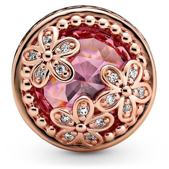Rose Gold-Color Pink Daisy Charm