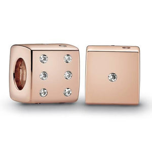 Rose Gold-Color Dice Charm