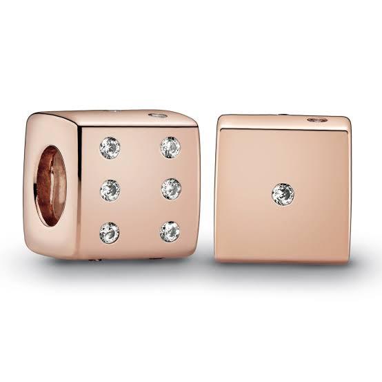 Rose Gold-Color Dice Charm
