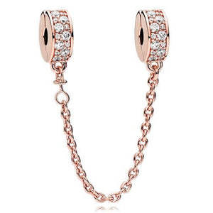 RoseGold-Color CZ Safety Chain Clip On