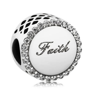 925 Sterling Silver Faith Bead Charm