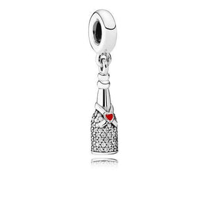 925 Sterling Silver Champagne Bottle Dangle Charm