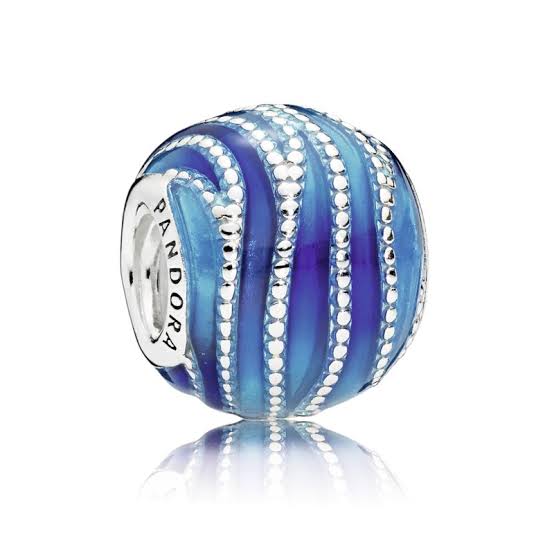 925 Sterling Silver Blue Wave Enamel Bead Charm