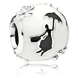925 Sterling Silver Mary Poppins White Enamel Charm