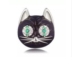 Black Enamel Cat Bead Charm