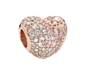 Rose Gold-Color White and Pink CZ  Charm