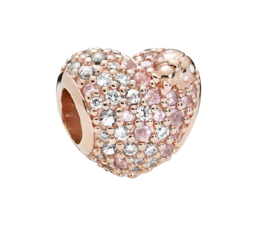 Rose Gold-Color White and Pink CZ  Charm
