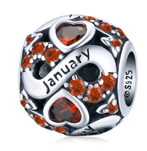 Load image into Gallery viewer, 925 Sterling Silver Multiple Crystal Color Infinite Love Birthstone Bead
