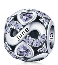 Load image into Gallery viewer, 925 Sterling Silver Multiple Crystal Color Infinite Love Birthstone Bead
