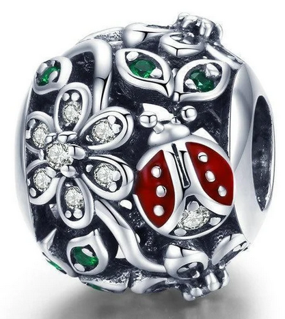 Red Ladybug Flower Charm