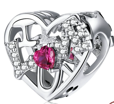 925 Sterling Silver Shining Infinite Forever Heart Charm