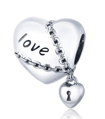 925 Sterling Silver Love & Lock Charm