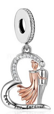 925 Sterling Silver Love You Forever Couple Charm