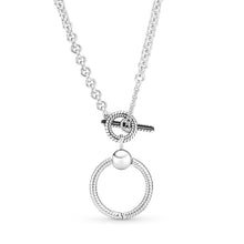 Load image into Gallery viewer, 925 Sterling Silver O Pendant T-Bar Necklace
