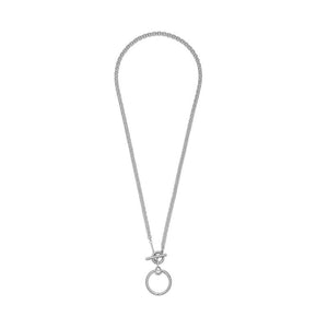925 Sterling Silver O Pendant T-Bar Necklace