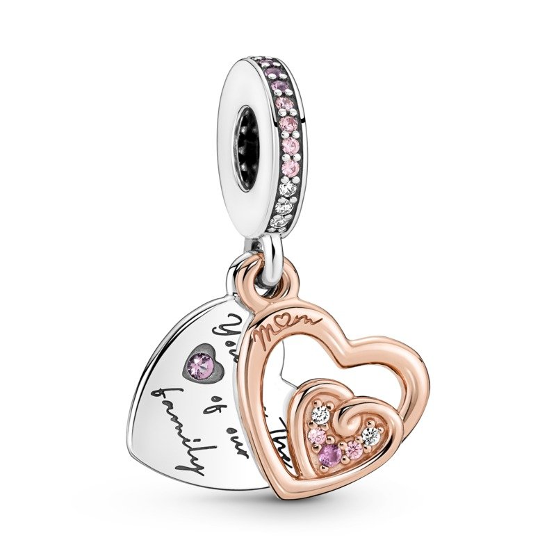 925 Sterling Silver and Rose Gold Plated Infinite Hearts Dangle Charm