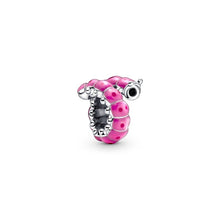 Load image into Gallery viewer, 925 Sterling Silver Cute Pink Enamel Caterpillar Bead Charm
