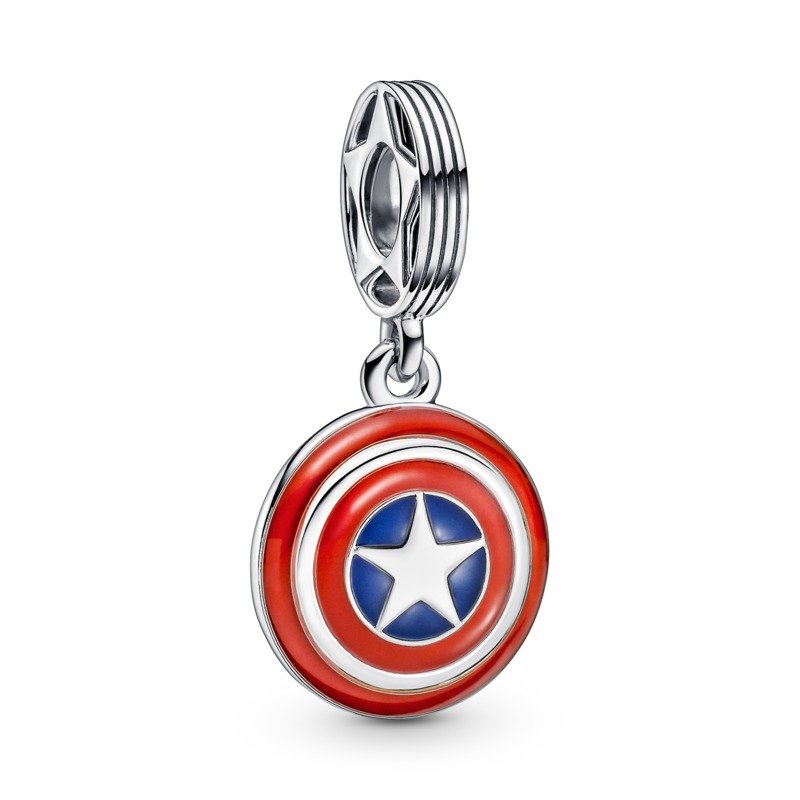 925 Sterling Silver Captain America Shield Dangle Charm