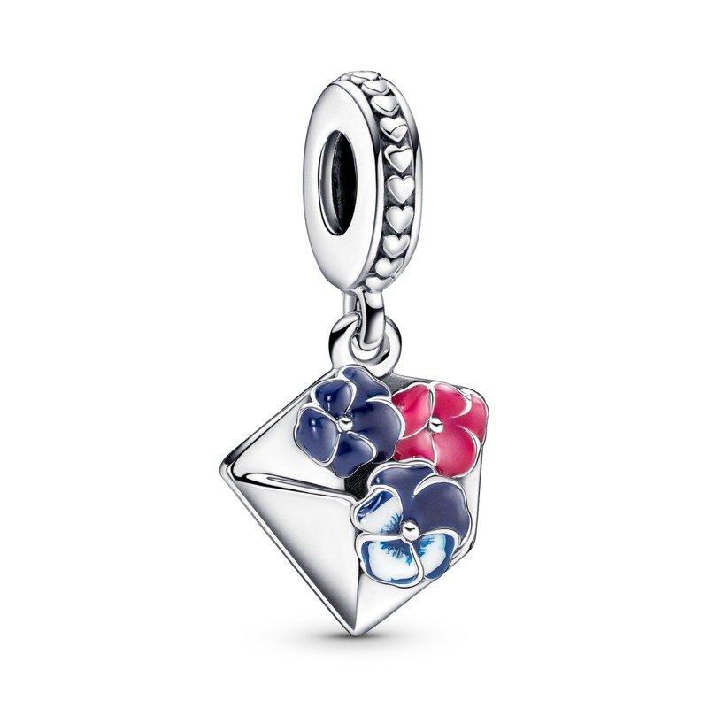 925 Sterling Silver Flower Letter Dangle Charm