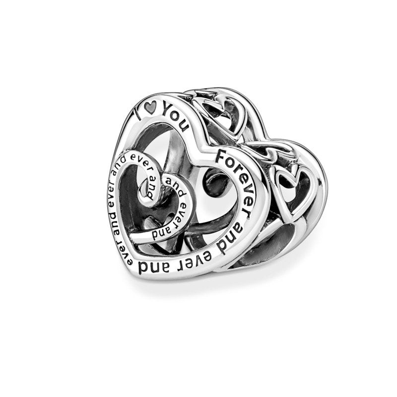 925 Sterling Silver Infinity Hearts Bead Charm