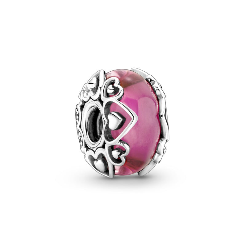 925 Sterling Silver Heart Murano Glass Bead Charm