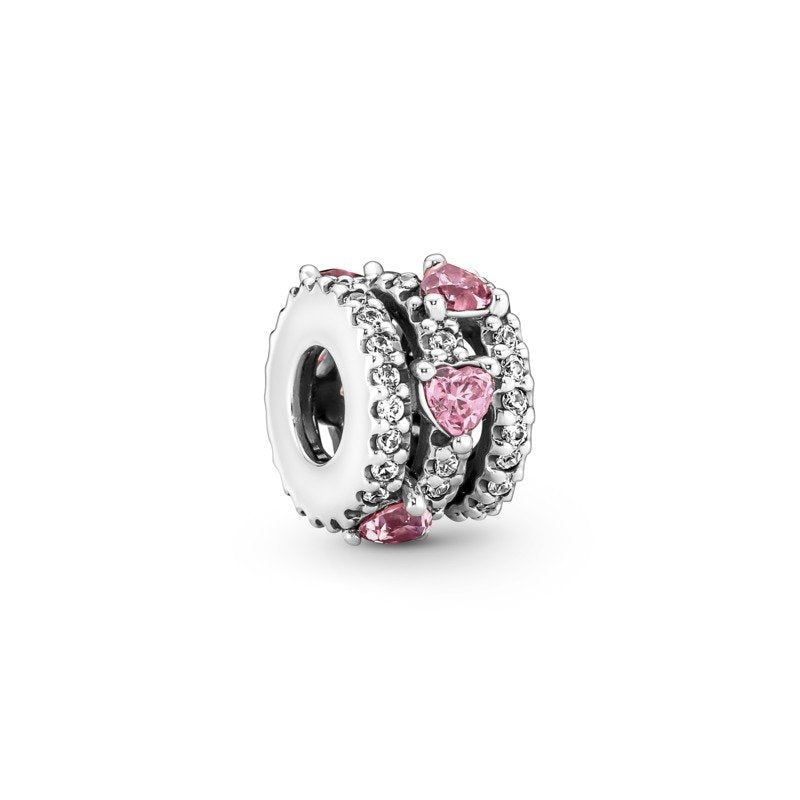 925 Sterling Silver Triple Heart Bead Charm