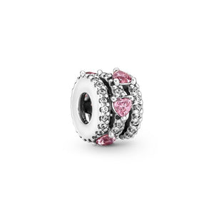 925 Sterling Silver CZ Heart Bead Charm