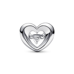 925 Sterling Silver CZ Heart Bead Charm