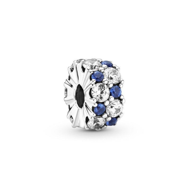 925 Sterling Silver Blue and Clear CZ CLIP