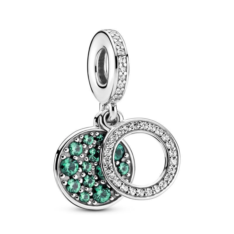 925 Sterling Silver Green CZ Dangle Charm