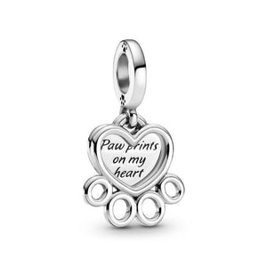 Paw Prints in my heart Dangle Charm