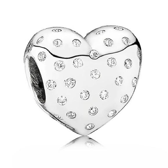 925 Sterling Silver CZ Heart Charm