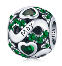 Load image into Gallery viewer, 925 Sterling Silver Multiple Crystal Color Infinite Love Birthstone Bead
