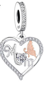 925 Sterling Silver "Rosegold MOM" Dangle Charm