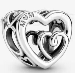 925 Sterling Silver Mom Heart Charm
